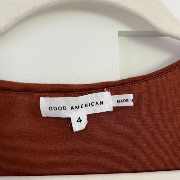 Good American asymmetric neck midi dress tortoise shell size womens 4 - Picture 4 of 6